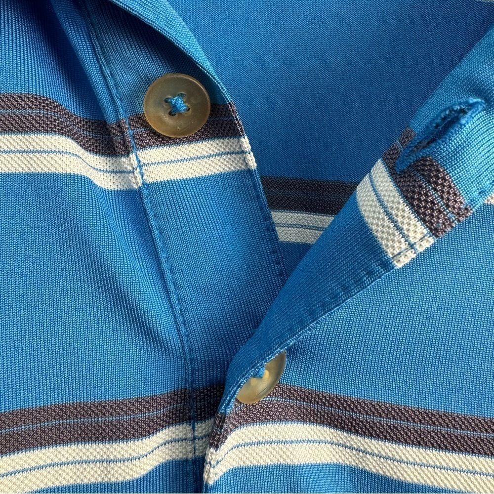 Nike Golf Tour Performance Polo Shirt Blue Stripe Short Sleeve Dri Fit XXL - Picture 4 of 5